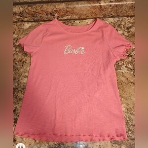 Pink and white shirt. Barbie women's shirt size extra large